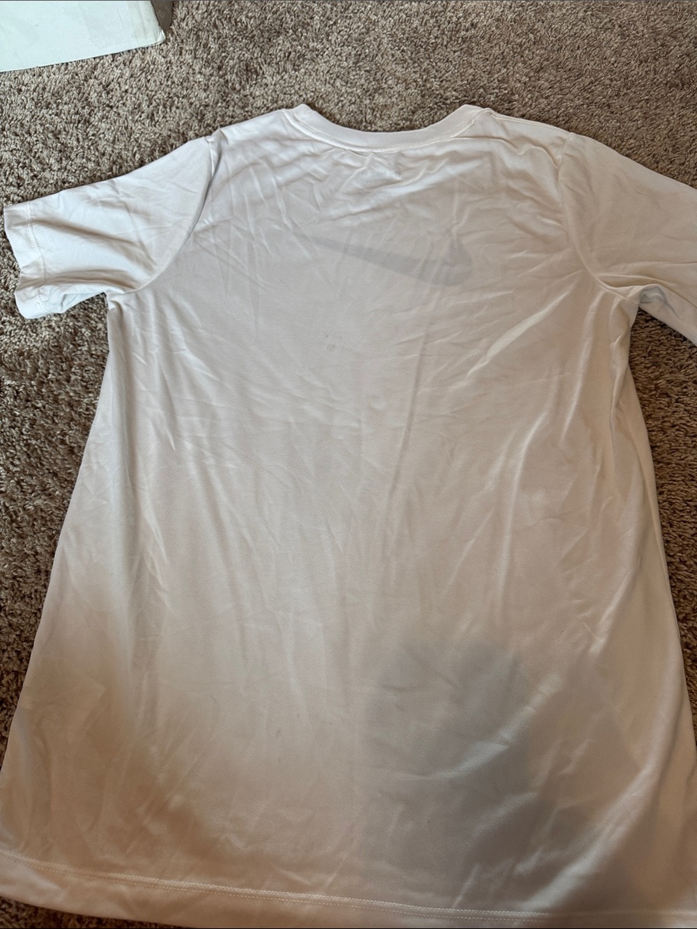 Nike White Short Sleeve Tee with Black Swoosh - Picture 3 of 3